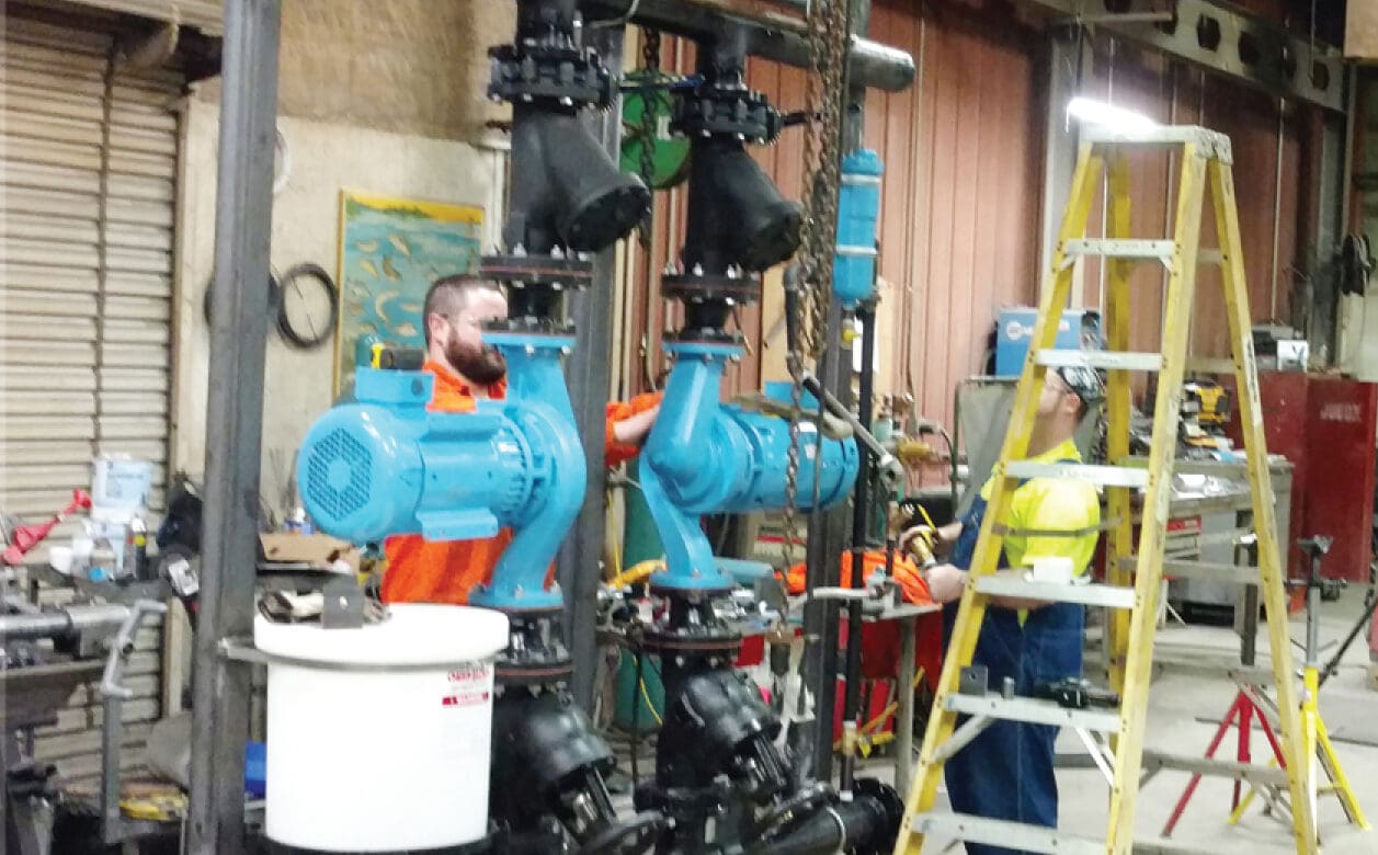 Prefabricated pump skid assembled in the Wilkes fabrication shop